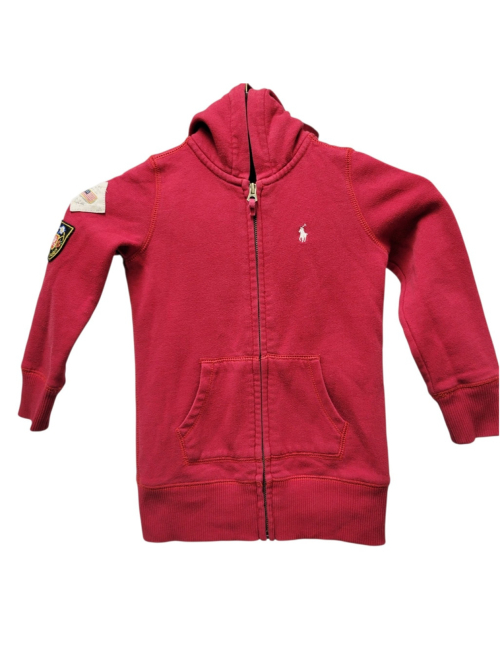 Polo Ralph Lauren Girls Red Full-Zip Long-Sleeves Hoodie Sweatshirt Size Medium